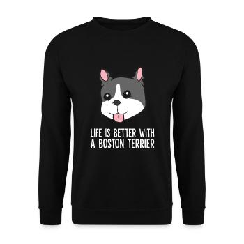 Life Is Better With A Boston Terrier - Unisex Sweatshirt - black - Front - Alina (178cm) & Michal (187cm)