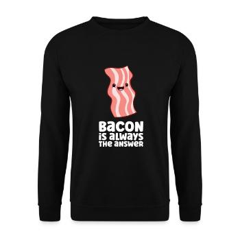 Speck ist immer die Antwort Lustiger Speck - Unisex Pullover - Schwarz - Vorne - Alina (178cm) & Michal (187cm)