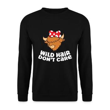 Drôle de Highland Cow Lover Wild Hair est - Sweat-shirt Unisexe - noir - Devant - Alina (178cm) & Michal (187cm)