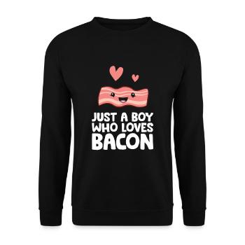 Just a Boy Who Loves Bacon - Unisex Sweatshirt - black - Front - Alina (178cm) & Michal (187cm)