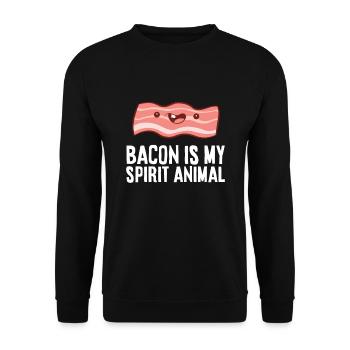 Speck ist mein Seelentier Lustiger Speck - Unisex Pullover - Schwarz - Vorne - Alina (178cm) & Michal (187cm)