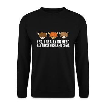 Oui, j’ai vraiment besoin de toutes ces vaches des hautes terres - Sweat-shirt Unisexe - noir - Devant - Alina (178cm) & Michal (187cm)