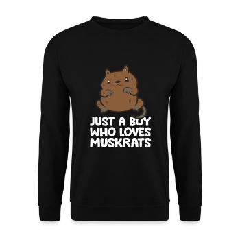 Nur ein Junge, der Bisamratten liebt - Unisex Pullover - Schwarz - Vorne - Alina (178cm) & Michal (187cm)