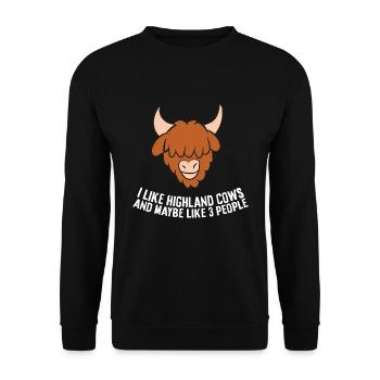 J’aime les vaches des hautes terres et peut-être 3 personnes - Sweat-shirt Unisexe - noir - Devant - Alina (178cm) & Michal (187cm)