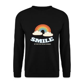 Smile If Youre Dead Inside Pessimismus - Unisex Pullover - Schwarz - Vorne - Alina (178cm) & Michal (187cm)