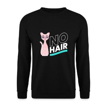 Pas de cheveux Sphynx Chat Chaton Nu Chat - Sweat-shirt Unisexe - noir - Devant - Alina (178cm) & Michal (187cm)