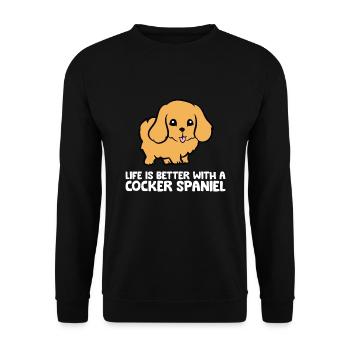 La vie est meilleure avec un cocker épagneul - Sweat-shirt Unisexe - noir - Devant - Alina (178cm) & Michal (187cm)