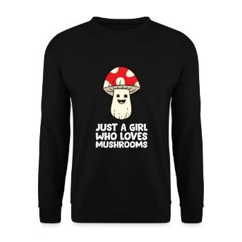 Juste une fille qui aime les champignons - Sweat-shirt Unisexe - noir - Devant - Alina (178cm) & Michal (187cm)