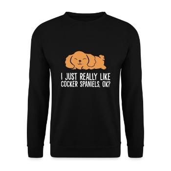 J’aime vraiment les cockers, d’accord? Cocker - Sweat-shirt Unisexe - noir - Devant - Alina (178cm) & Michal (187cm)