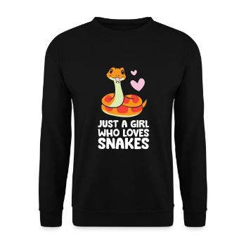 Just a Girl Who Loves Snakes Cute Snake - Unisex Pullover - Schwarz - Vorne - Alina (178cm) & Michal (187cm)