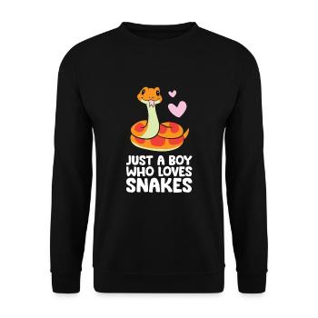 Just a Boy Who Loves Snakes Cute Snake - Unisex Pullover - Schwarz - Vorne - Alina (178cm) & Michal (187cm)