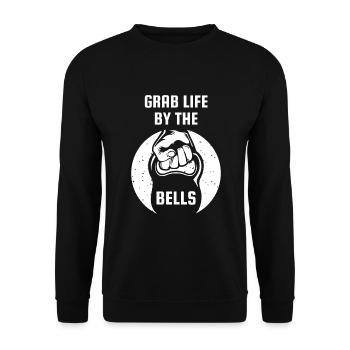 Grab Life By The Bell Kettlebell Fitness - Unisex Sweatshirt - black - Front - Alina (178cm) & Michal (187cm)