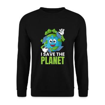 Je sauve la planète solaire photovoltaïque - Sweat-shirt Unisexe - noir - Devant - Alina (178cm) & Michal (187cm)