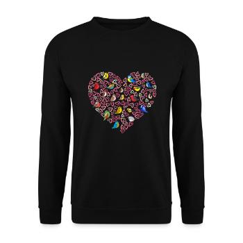 Papagei Herz Kinder Vogel Haustier - Unisex Pullover - Schwarz - Vorne - Alina (178cm) & Michal (187cm)