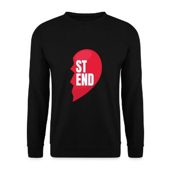 Best Friend Herz Links Freundschaft - Unisex Pullover - Schwarz - Vorne - Alina (178cm) & Michal (187cm)