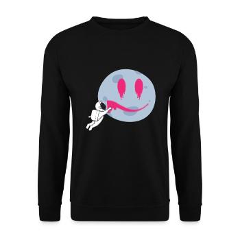 Moon Astronaut Graffiti Space - Unisex Sweatshirt - black - Front - Alina (178cm) & Michal (187cm)
