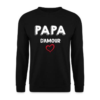 Papa Je T'aime Papa D'amour - Sweat-shirt Unisexe - noir - Devant - Alina (178cm) & Michal (187cm)