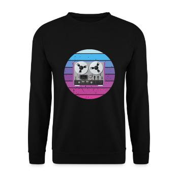 Retro Tape Recorder Tonbandgerät - Unisex Pullover - Schwarz - Vorne - Alina (178cm) & Michal (187cm)