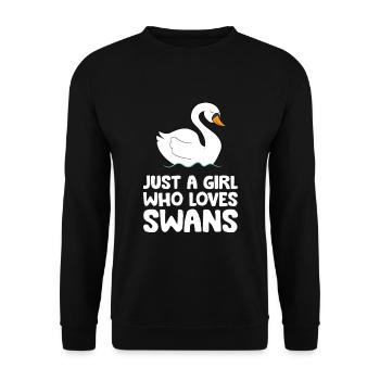 Nur ein Mädchen, das Schwäne liebt - Unisex Pullover - Schwarz - Vorne - Alina (178cm) & Michal (187cm)