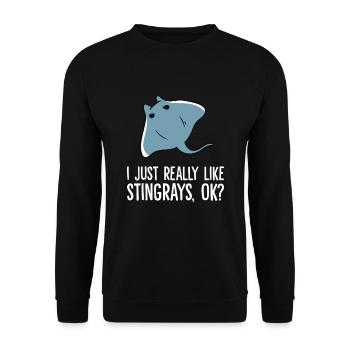 I Just Really Like Stingrays Ok? Funny Stingray - Unisex Pullover - Schwarz - Vorne - Alina (178cm) & Michal (187cm)