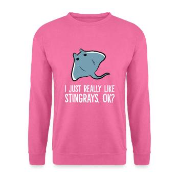 I Just Really Like Stingrays Ok? Funny Stingray - Unisex Pullover - Pink - Vorne