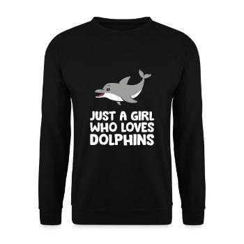 Just a Girl Who Loves Dolphins Funny Bottlenose - Unisex Sweatshirt - black - Front - Alina (178cm) & Michal (187cm)