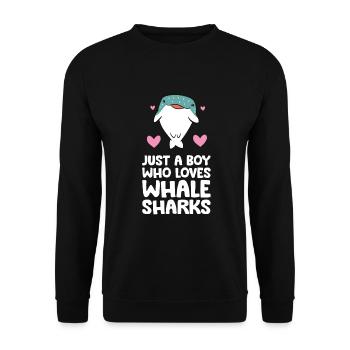 Nur ein Junge, der Walhaie liebt - Unisex Pullover - Schwarz - Vorne - Alina (178cm) & Michal (187cm)