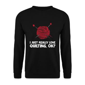 J’adore la courtepointe, d’accord? - Sweat-shirt Unisexe - noir - Devant - Alina (178cm) & Michal (187cm)