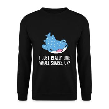 Ich mag Walhaie einfach wirklich, okay? Lustiger - Unisex Pullover - Schwarz - Vorne - Alina (178cm) & Michal (187cm)