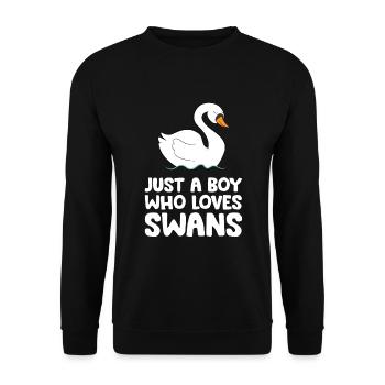 Nur ein Junge, der Schwäne liebt - Unisex Pullover - Schwarz - Vorne - Alina (178cm) & Michal (187cm)