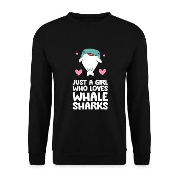 Nur ein Mädchen, das Walhaie liebt - Unisex Pullover - Schwarz - Vorne - Alina (178cm) & Michal (187cm)