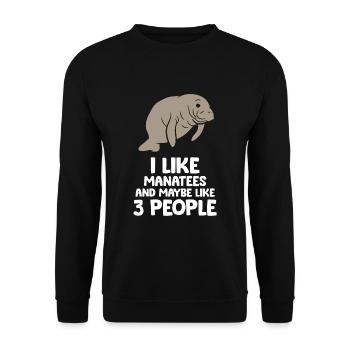 Ich mag Seekühe und vielleicht 3 Menschen Seekühe - Unisex Pullover - Schwarz - Vorne - Alina (178cm) & Michal (187cm)