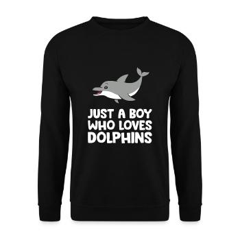 Just a Boy Who Loves Dolphins Funny Bottlenose - Unisex Sweatshirt - black - Front - Alina (178cm) & Michal (187cm)