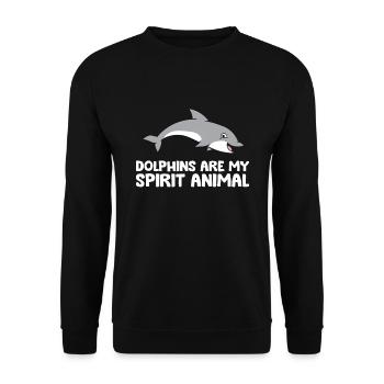 Dolphins Are My Spirit Animal - Unisex Sweatshirt - black - Front - Alina (178cm) & Michal (187cm)