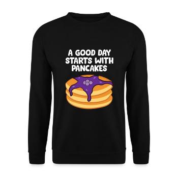 Crêpes pour le petit déjeuner Une bonne journée commence par - Sweat-shirt Unisexe - noir - Devant - Alina (178cm) & Michal (187cm)