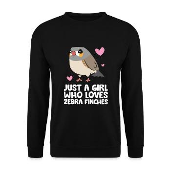 Juste une fille qui aime les pinsons zèbres - Sweat-shirt Unisexe - noir - Devant - Alina (178cm) & Michal (187cm)
