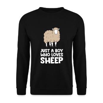 Nur ein Junge, der Schafe liebt Schaf Bauernhof - Unisex Pullover - Schwarz - Vorne - Alina (178cm) & Michal (187cm)