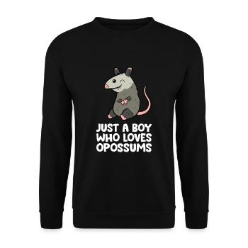 Nur ein Junge, der Opossums liebt - Unisex Pullover - Schwarz - Vorne - Alina (178cm) & Michal (187cm)