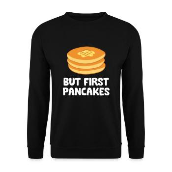 Crêpes au beurre Petit déjeuner Mais d’abord - Sweat-shirt Unisexe - noir - Devant - Alina (178cm) & Michal (187cm)