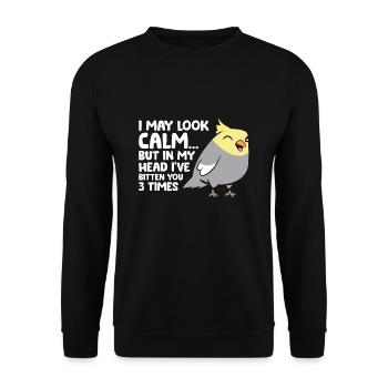 In My Head I've Bitten You 3 Times Funny Cockatiel - Unisex Sweatshirt - black - Front - Alina (178cm) & Michal (187cm)