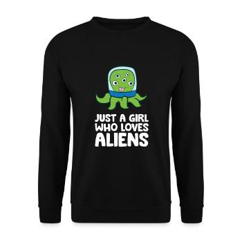Just a Girl Who Loves Aliens - Unisex Sweatshirt - black - Front - Alina (178cm) & Michal (187cm)