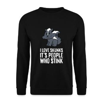 J’aime les mouffettes Son peuple qui pue - Sweat-shirt Unisexe - noir - Devant - Alina (178cm) & Michal (187cm)