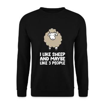 I Like Sheep And Maybe Like 3 People Funny Sheep - Unisex Sweatshirt - black - Front - Alina (178cm) & Michal (187cm)