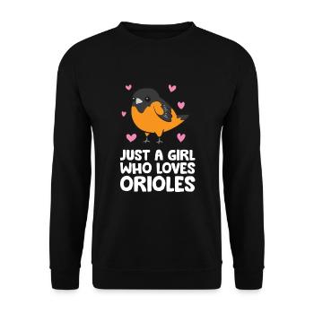 Just a Girl Who Loves Orioles - Unisex Sweatshirt - black - Front - Alina (178cm) & Michal (187cm)