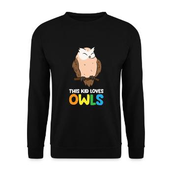 This Kid Loves Owls Boys And Girls Cute Owl - Unisex Sweatshirt - black - Front - Alina (178cm) & Michal (187cm)