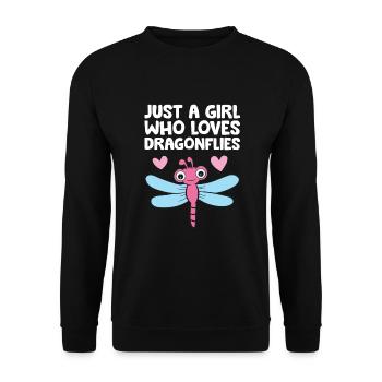 Nur ein Mädchen, das Libellen liebt - Unisex Pullover - Schwarz - Vorne - Alina (178cm) & Michal (187cm)
