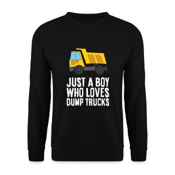 Nur ein Junge, der Muldenkipper liebt - Unisex Pullover - Schwarz - Vorne - Alina (178cm) & Michal (187cm)