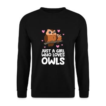 Juste une fille qui aime les hiboux mignon hibou - Sweat-shirt Unisexe - noir - Devant - Alina (178cm) & Michal (187cm)