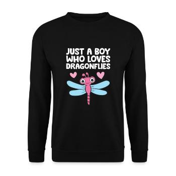 Nur ein Junge, der Libellen liebt - Unisex Pullover - Schwarz - Vorne - Alina (178cm) & Michal (187cm)