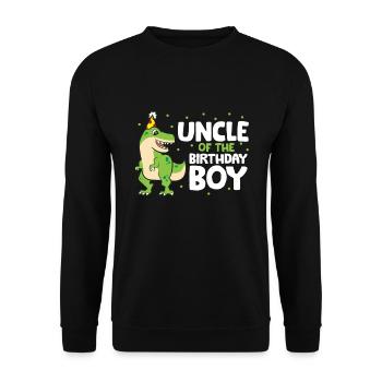 Oncle de l’enfant d’anniversaire Dinosaur - Sweat-shirt Unisexe - noir - Devant - Alina (178cm) & Michal (187cm)